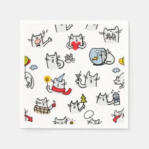 Hübsche Katzen, Milch und Magie. Serviette