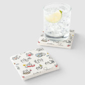 Hübsche Katzen, Milch und Magie. Steinuntersetzer (Seitenansicht)