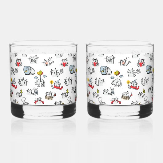 Hübsche Katzen, Milch und Magie. Whiskyglas (Vorderseite)