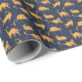 Hübsche Katzen, Sterne, Weltraummuster. Geschenkpapier (Rolleneckpunkt)