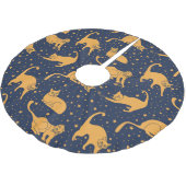Hübsche Katzen, Sterne, Weltraummuster. Polyester Weihnachtsbaumdecke (Schrägansicht)