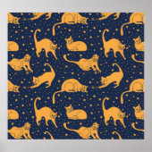 Hübsche Katzen, Sterne, Weltraummuster. Poster (Vorne)