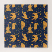 Hübsche Katzen, Sterne, Weltraummuster. Puzzle (Horizontal)