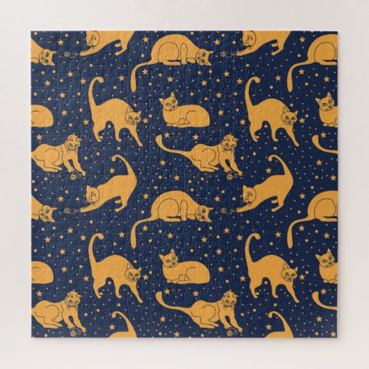 Hübsche Katzen, Sterne, Weltraummuster. Puzzle (Vertikal)
