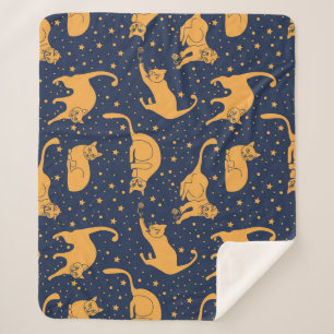Hübsche Katzen, Sterne, Weltraummuster. Sherpadecke