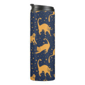 Hübsche Katzen, Sterne, Weltraummuster. Thermosbecher (Nach rechts gedreht)