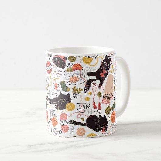 Hübsche Katzen und Garne Kaffeetasse (VorderseiteRechts)