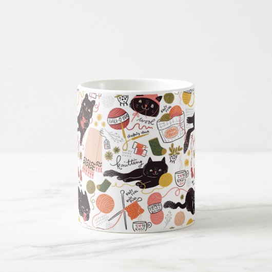 Hübsche Katzen und Garne Kaffeetasse (Mittel)