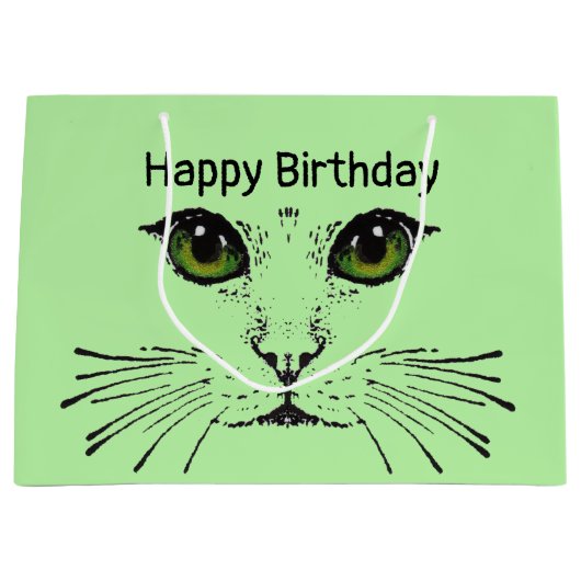 Hübsche Katzengesicht mit grünen Augen lange Whisk Große Geschenktüte (Vorderseite)