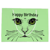 Hübsche Katzengesicht mit grünen Augen lange Whisk Große Geschenktüte (Rückseite)