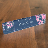 Hübsche Katzenröhre Blüten Mond Rosa Sakura Blau Namensplakette (Seite)