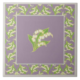 Hübsche Keramik-Fliese: Maiglöckchen, malvenfarben Fliese