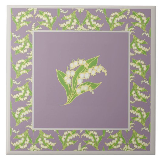 Hübsche Keramik-Fliese: Maiglöckchen, malvenfarben Fliese (Vorderseite)