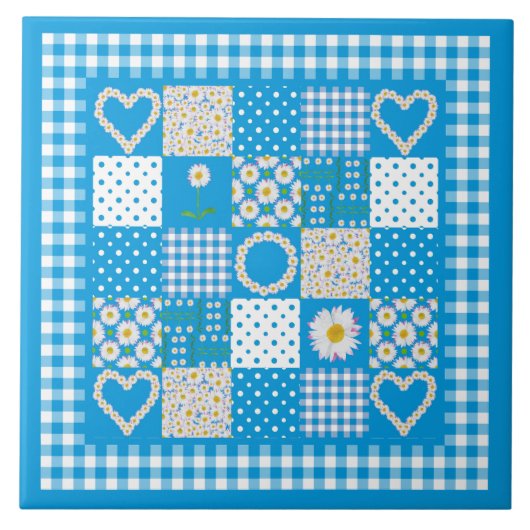 Hübsche Keramik Tile: Daisychains Imitate Patchwor Fliese (Vorderseite)