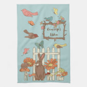 Hübsche Kernvögel und Tiere Personalisiert Geschirrtuch (Vertikal)