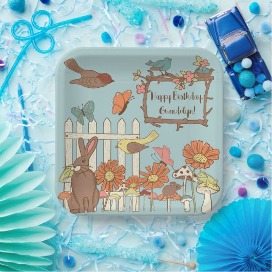 Hübsche Kernvögel und Tiere Personalisiert Pappteller (Party)