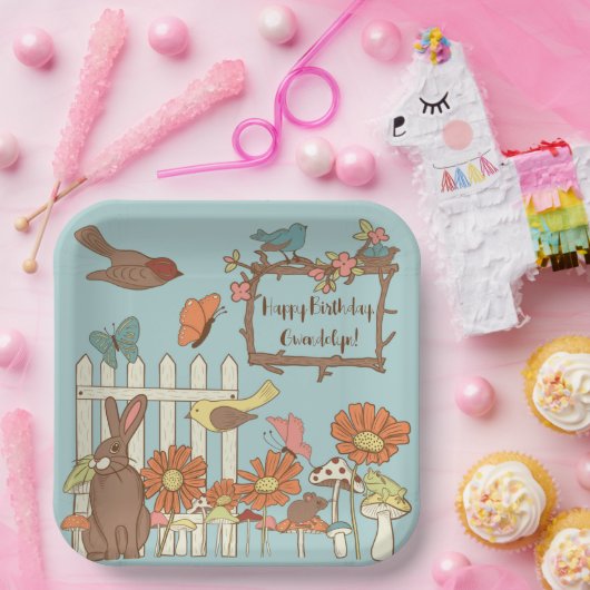 Hübsche Kernvögel und Tiere Personalisiert Pappteller (Party)