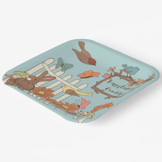 Hübsche Kernvögel und Tiere Personalisiert Pappteller (Gewinkelt)