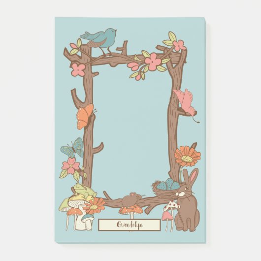 Hübsche Kernvögel und Tiere Personalisiert Post-it Klebezettel (Vorderseite)