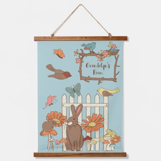Hübsche Kernvögel und Tiere Personalisiert Wandteppich Mit Holzrahmen (Vorderseite)