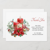Hübsche Kerzen und Poinsettia Bouquet Dankeskarte (Vorne/Hinten)