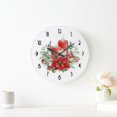 Hübsche Kerzen und Poinsettia Bouquet Große Wanduhr (Zuhause)