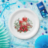 Hübsche Kerzen und Poinsettia Bouquet Pappteller (Party)