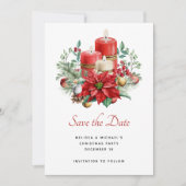 Hübsche Kerzen und Poinsettia Bouquet Save The Date (Vorderseite)