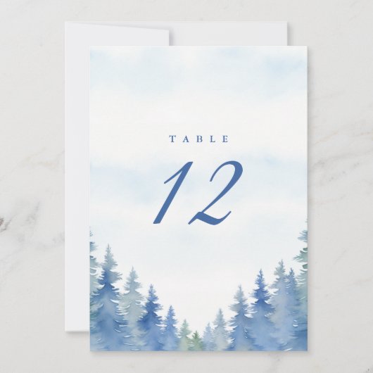 Hübsche Kiefernbäume Empfang Tischnummer (Vorderseite)