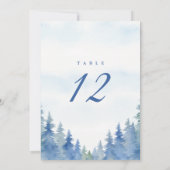 Hübsche Kiefernbäume Empfang Tischnummer (Rückseite)