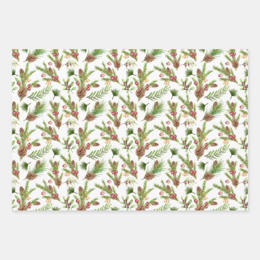 Hübsche Kiefernzapfen und -kuppeln Botanisch Geschenkpapier Set (Vorderseite)