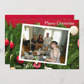 Hübsche Kiefernzweige Weihnachts-Foto Feiertagskarte (Vorne/Hinten)