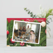 Hübsche Kiefernzweige Weihnachts-Foto Feiertagskarte (Stehend Vorderseite)