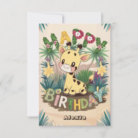 Hübsche Kinder Giraffe Geburtstag Karte (Vorderseite)