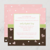 Hübsche Kinderdusche in Pink Little Hearts Einladung (Vorne/Hinten)