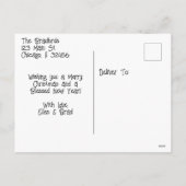 Hübsche Kirche an einem Winterweihnachtsfest Feiertagspostkarte (Rückseite)