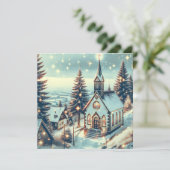 Hübsche Kirche an einem Winterweihnachtsfest Karte (Stehend Vorderseite)