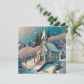 Hübsche Kirche an einem Winterweihnachtsfest Karte (Stehend Vorderseite)