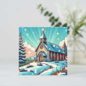 Hübsche Kirche an Personalisierten Weihnachten im Karte (Stehend Vorderseite)