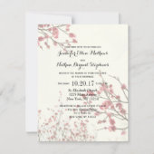 Hübsche Kirschblossom Bäume auf elegantem Weiß Einladung (Vorderseite)