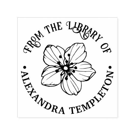 Hübsche Kirschblüten-Bibliotheksbuch Name Permastempel (Design)