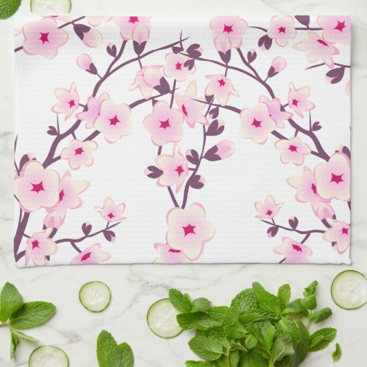 Hübsche Kirschblüten Natur Rosa Weiß Handtuch (Gefaltet)
