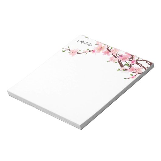 Hübsche Kirschblüten Notepad IHRER TEXT Notizblock (Rotiert)