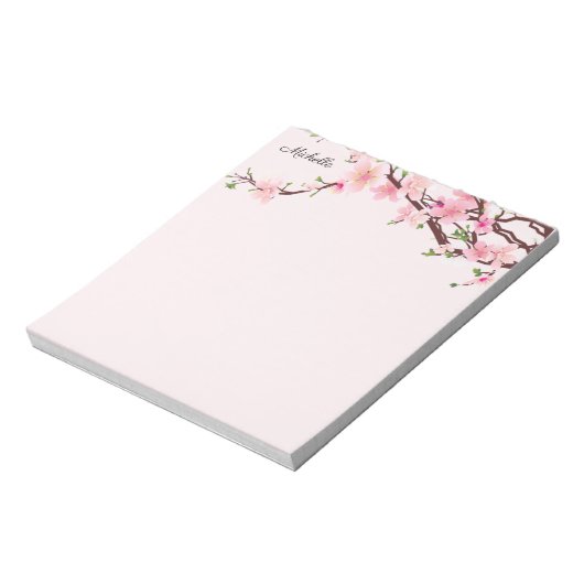 Hübsche Kirschblüten Notepad IHRER TEXT Notizblock (Rotiert)