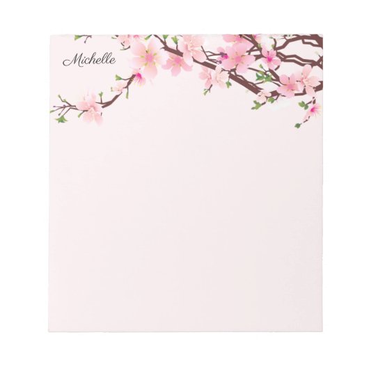 Hübsche Kirschblüten Notepad IHRER TEXT Notizblock (Vorderseite)