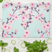 Hübsche Kirschblüten Rosa Türkis Küchentuch (Gefaltet)