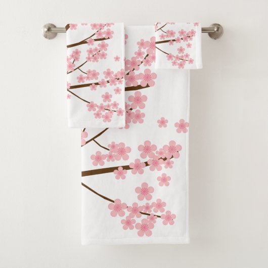Hübsche Kirschblüten Sakura Bäume Rosa Blume Badhandtuch Set (Insitu)