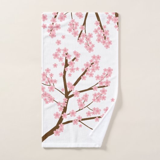 Hübsche Kirschblüten Sakura Bäume Rosa Blume Badhandtuch Set (Handtuch)