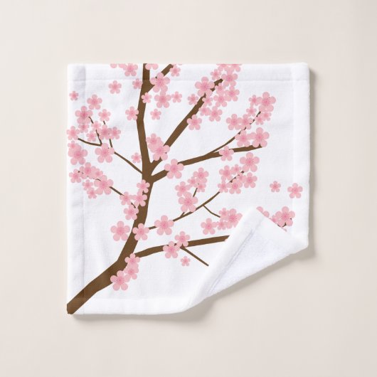 Hübsche Kirschblüten Sakura Bäume Rosa Blume Badhandtuch Set (Waschlappen)