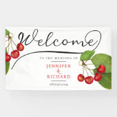 Hübsche Kirschen Willkommen Schwarz-weiße Stilschr Banner (Horizontal)